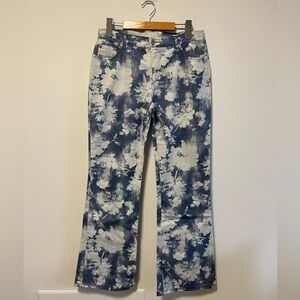 Floral Blue and White Jeans